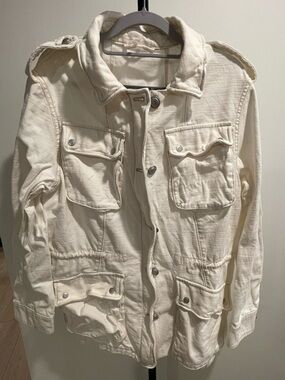 Free People white utility jacket size large